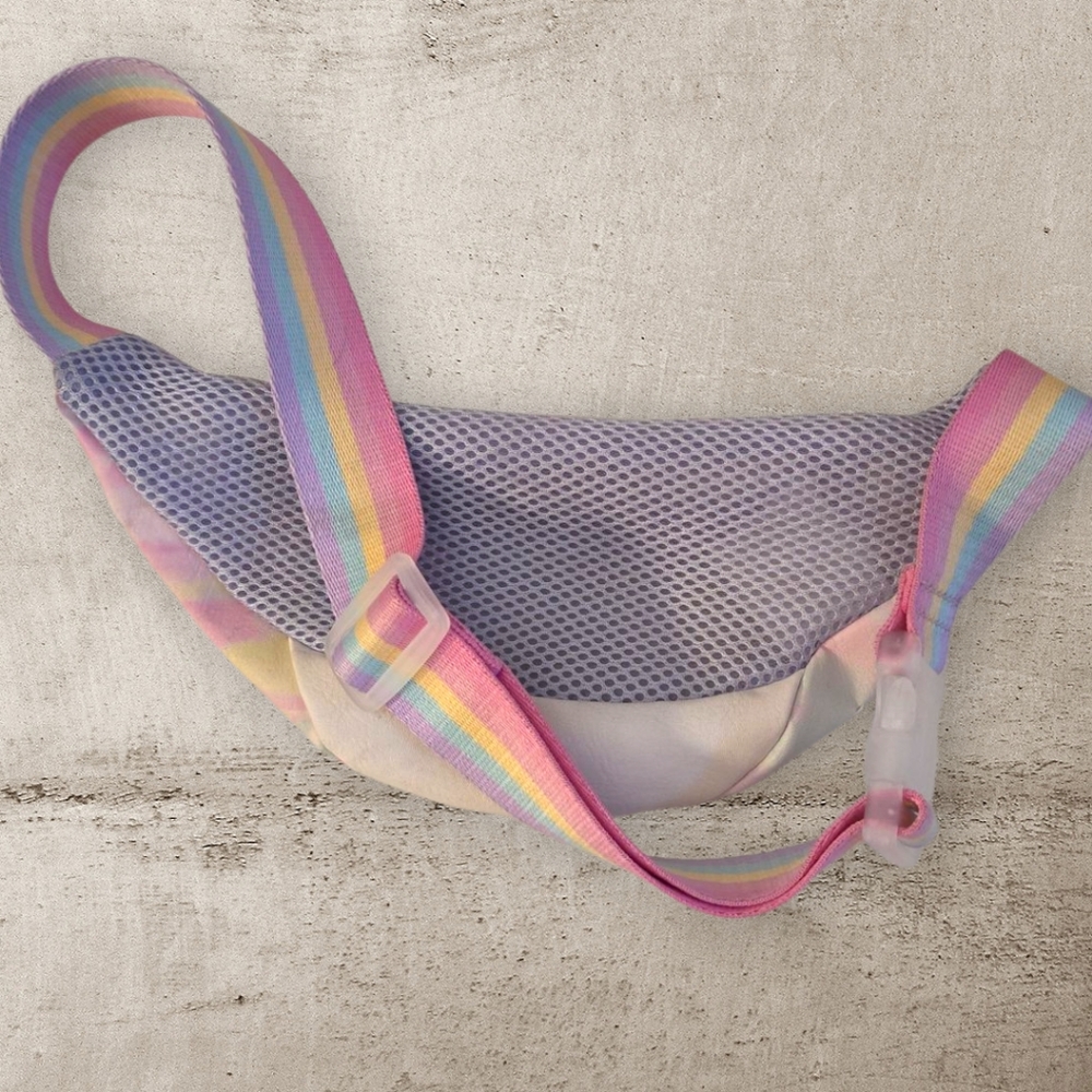 Girls Rainbow Tie-Dye Fanny Pack with LOVE Patch & Adjustable Strap - Picture 3 of 3